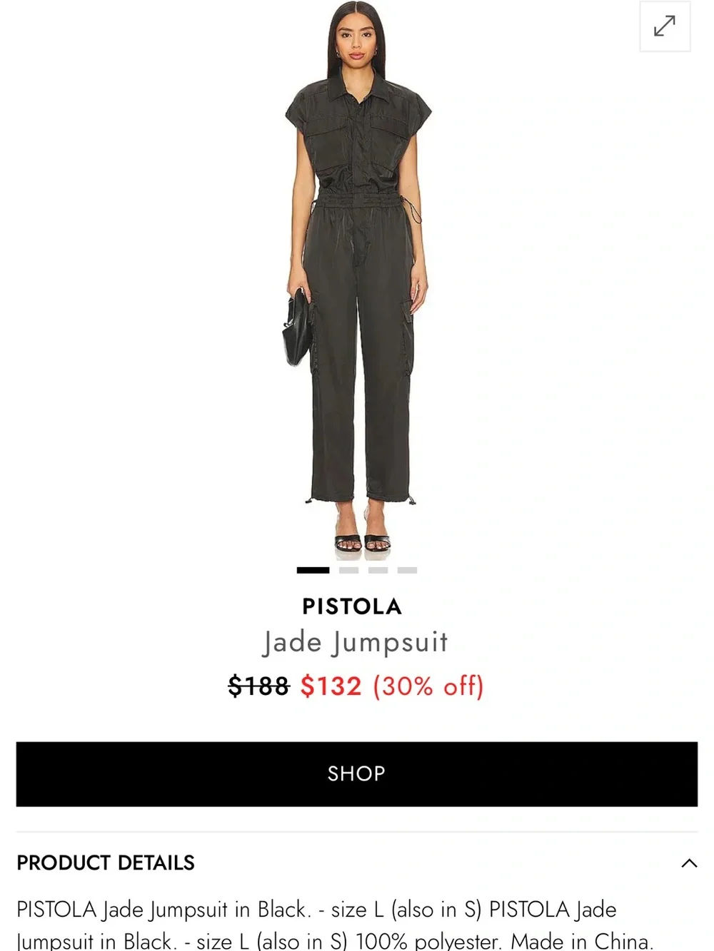 Pistola Jade Black Utility Jumpsuit - Women's Cargo Style - Picture 13 of 13